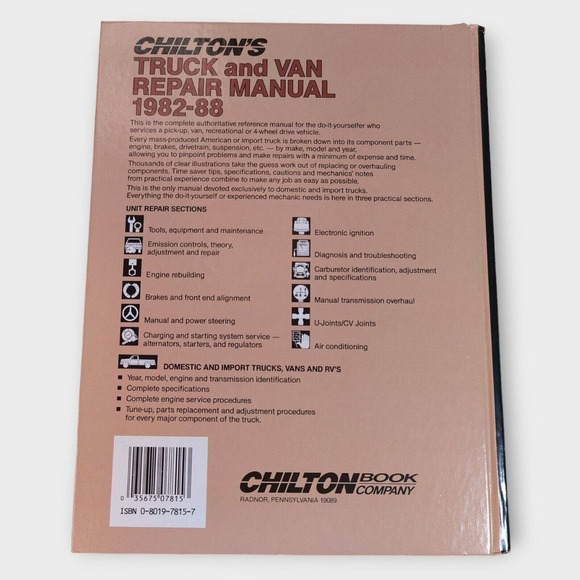 Chilton 7815 Truck & Van Manual 82-88 HC US Import 4WD - Picture 2 of 7